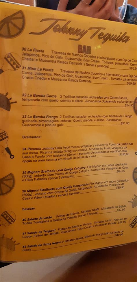 Menu At Johnny Tequila Restaurant Atibaia