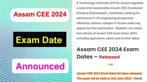 Assam Cee 2024 Exam Date Announced Assam Cee Exam Date Full Details