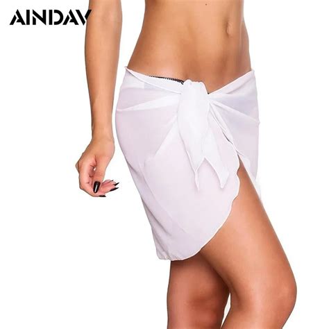 Sexy Chiffon Bikini Cover Ups Swimwear Women Beach Skirt Solid Color Beachwear Sarong Short