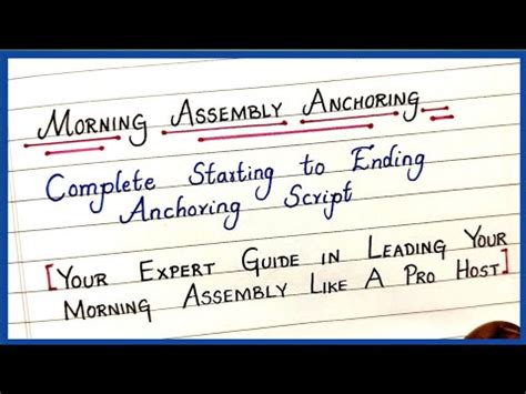 Morning Assembly Anchoring Script School Assembly Anchoring How To