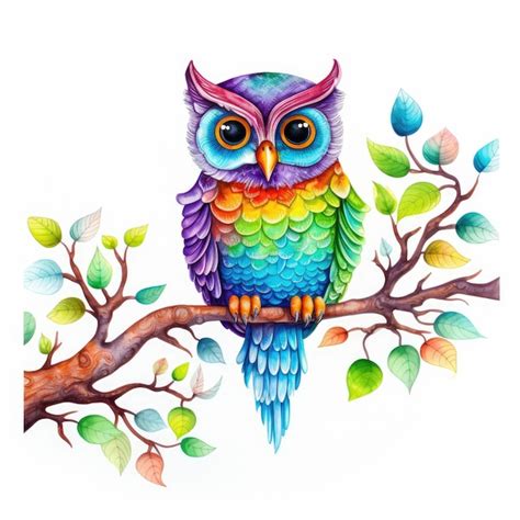 Premium Ai Image A Watercolor Painting Of An Owl Sitting On A Branch