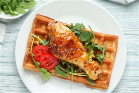 Waffle Chicken Burger Stock Image Image Of Waffle Chicken 77660823