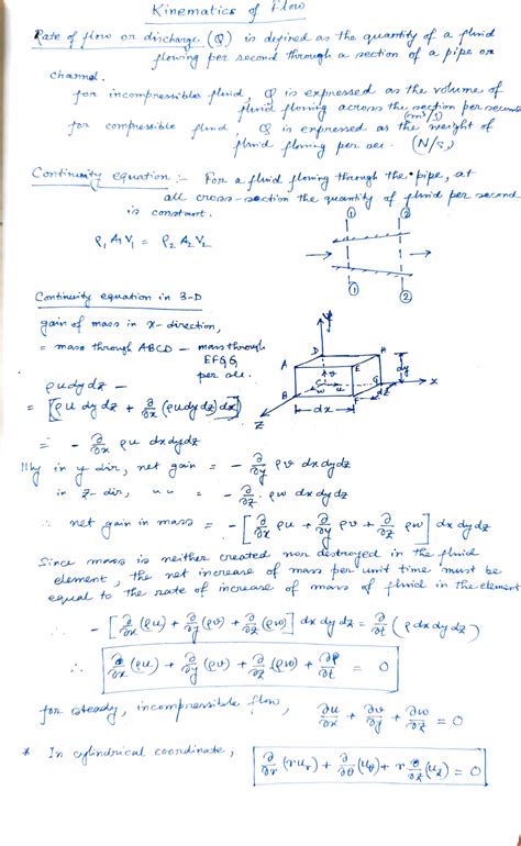 Kinematics Of Fluid Flow Ktnematics Of Aorw Rate Nw On Dichange G