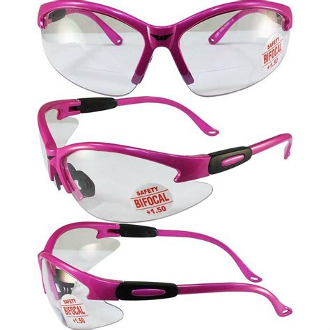 Cougar Reader Safety Glasses 15 Dioptre Bifocal Cheater Pink Ladies Ansi Clear Ebay