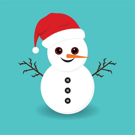 Christmas snowman with cute eyes and carrot nose. Snowman on a blue ...