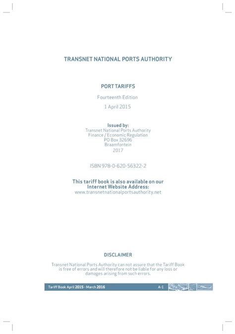 PDF TRANSNET NATIONAL PORTS AUTHORITY Port Agency Port