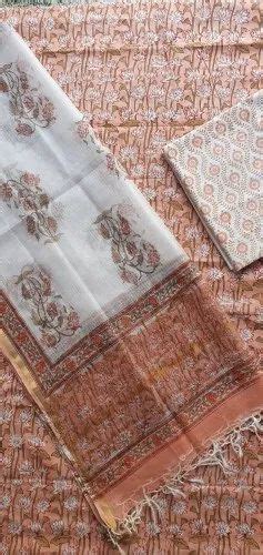 Vinayakam Jaipuri Hand Block Printed Cotton Dress Material With Kota