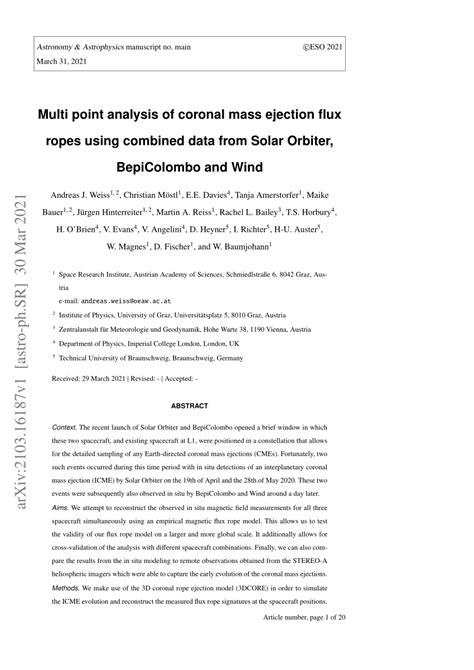 PDF Multi Point Analysis Of Coronal Mass Ejection Flux Ropes Using