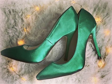 Green Satin Pumps Emerald Wedding Green Green Shoes High Heel Etsy