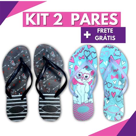 Kit 2 Pares Sandália Chinelo Feminino Adulto Casual Anti derrapante