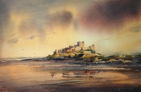 Bamburgh Castle Northumberland Watercolour Trevor Waugh With