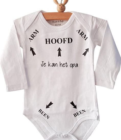 Baby Rompertje Met Tekst Hoofd Arm Been Je Kan Het Opa Lange Mouw