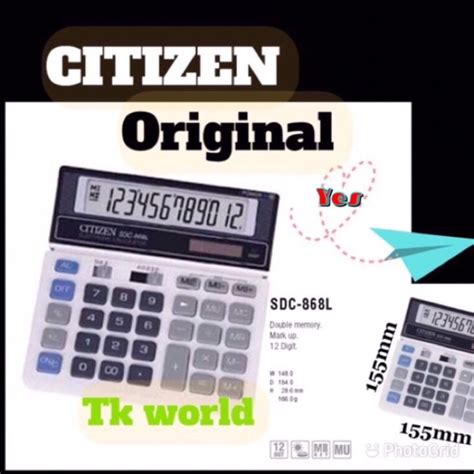 Citizen Original 12 Digit Desktop Calculator SDC 868L Lazada