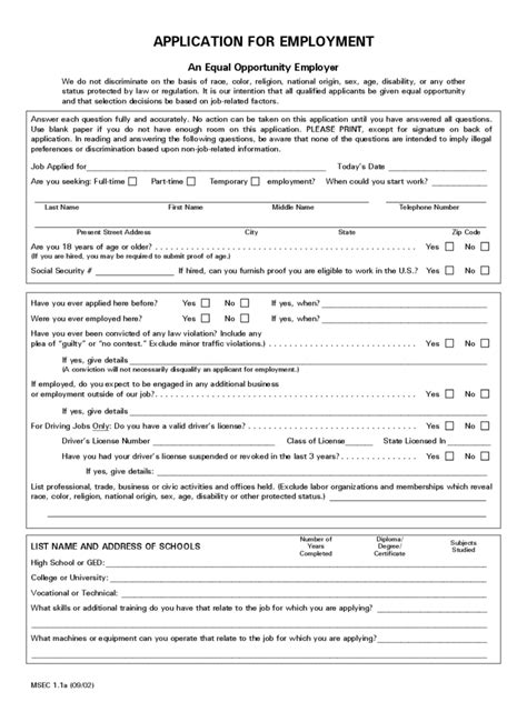 2025 Blank Job Application Form Fillable Printable Pdf And Forms Handypdf