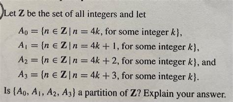 Solved Let Z Be The Set Of All Integers And Let Ao {ne Zn