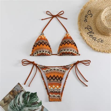 Style Flowers Strapless Chesrt Hollow Cross Floral Printing Bikini Sexy
