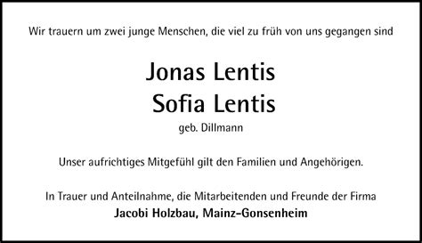 Traueranzeigen Von Jonas Lentis Vrm Trauer De