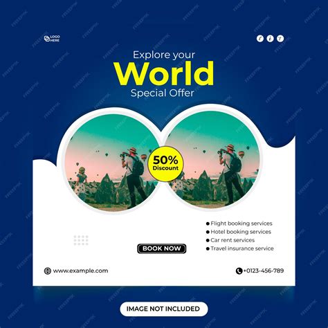Premium Vector | Tour and travel social media post template design Tour