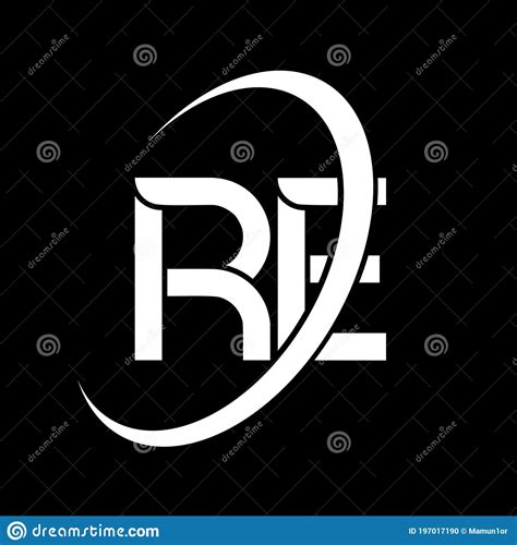 Re Logo R E Design White Re Letter Re R E Letter Logo Design Stock