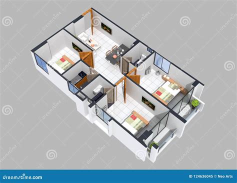 3d Floor Plan Of A Residential Unit Stock Illustration Illustration