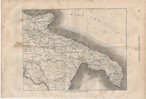 CARTA GEOGRAFICA ANTICA PUGLIA 1891 Old Antique Map EUR 22 00 PicClick FR