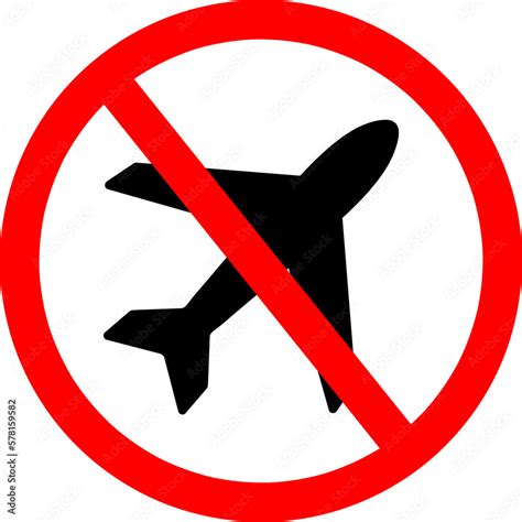 No Flying On White Background Prohibit Sign Vector On White Background