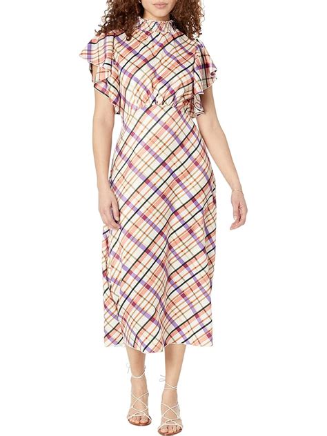 Jill Jill Stuart Midi Pleated Halter Chiffon Dress Tea Rose Free