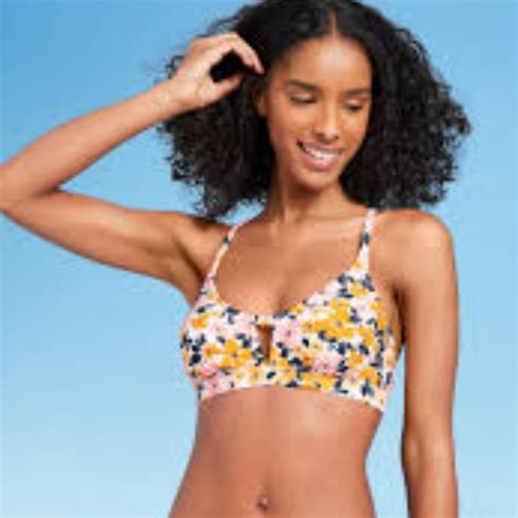 Kona Sol Large Floral Bikini Top Gem