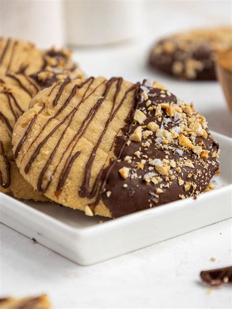 Chocolate Dipped Peanut Butter Cookies Chelsweets