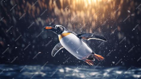 Premium AI Image | Penguin on snow HD 8K wallpaper background Stock ...