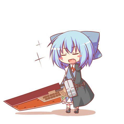 Safebooru Advent Cirno Blue Eyes Blue Hair Bow Chibi Cirno Closed