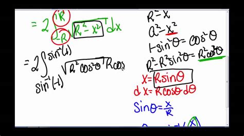 Trig Substitution Area Of A Circle Youtube