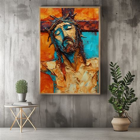 Abstract Jesus on the Cross Art Print, Printable Wall Art, Digital ...