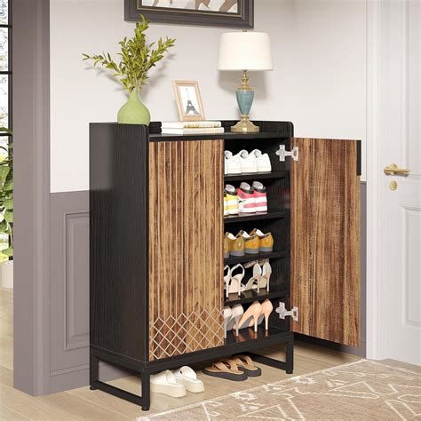 Shoe Cabinet With Doors 5 Tiers Shoe Storage Cabinet For Entryway 25