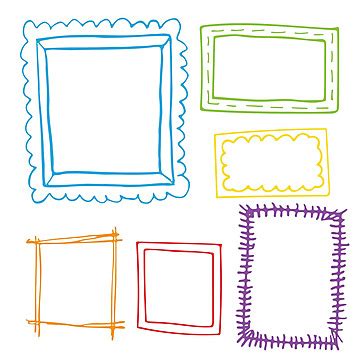 A Collection Of Square Doodle Frames And Vector Border Designs All