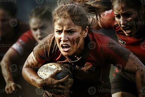 Female rugby players competing on the rugby field 29883571 Stock Photo ...