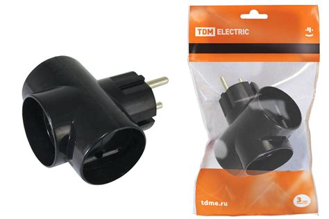 Купить: Тройник 3х2П 16А 250B черный TDM SQ1806-0042 - на tdm-elektro.ru
