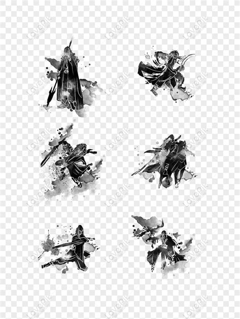 Free Ink National Style Hand-painted Jin Yong Martial Arts Characters ...