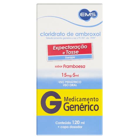 Cloridrato Ambroxol 15mg Xarope Pediátrico Sem Acucar 120ml Genérico