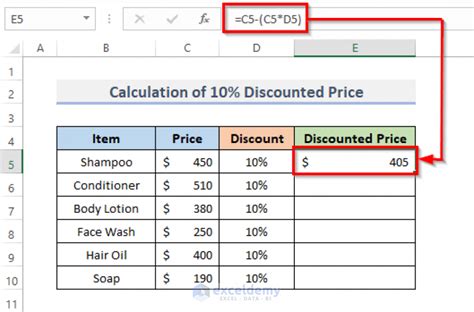 How To Calculate 10 Percent Discount In Excel With Easy Steps