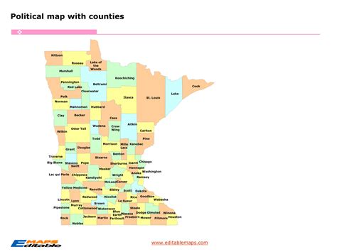 Minnesota county map - Editable PowerPoint Maps