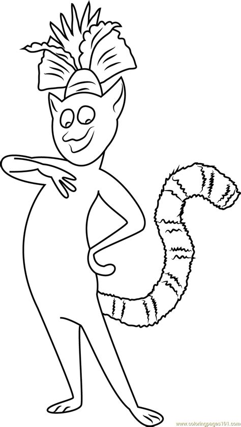 King Julien Xiii Coloring Page Free Madagascar 3 Europes Most Wanted Coloring Pages