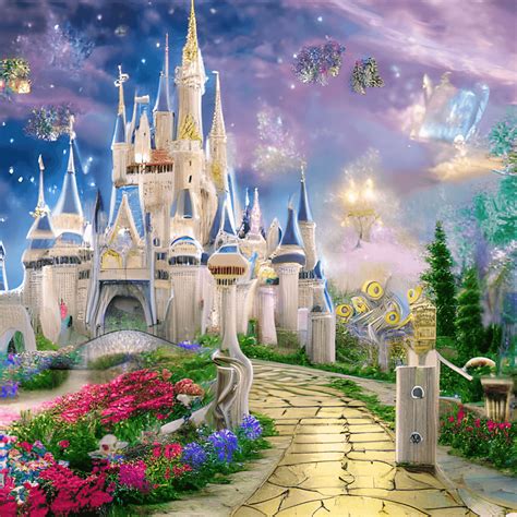 Stunning Cinderella Castle In Field Of Flowers Creative Fabrica