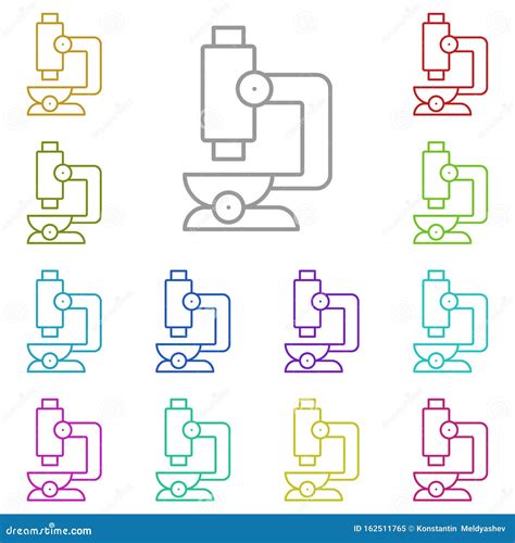 Pictogram Voor Microscoop Iconkleuren Eenvoudige Dunne Lijn Omtrek