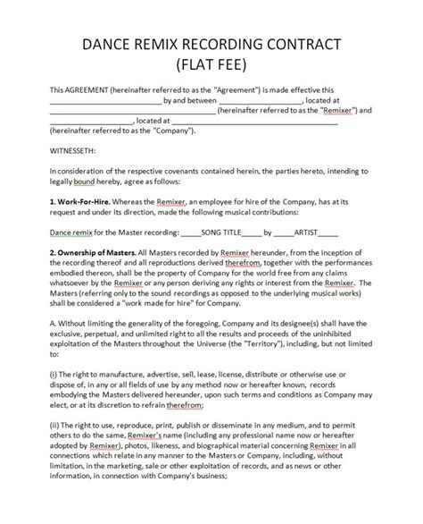 Musician Contract - Free Printable Documents