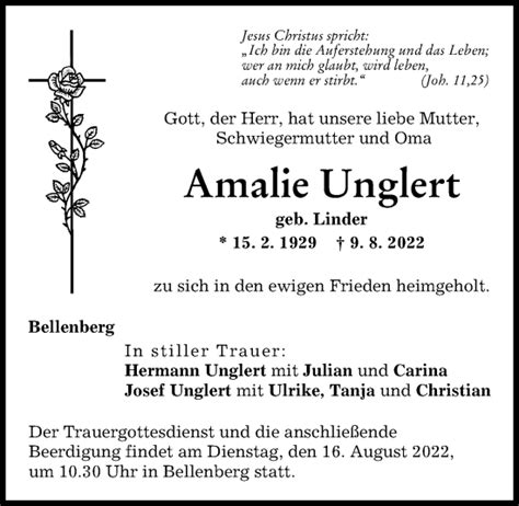 Traueranzeigen von Amalie Unglert Allgäuer Zeitung