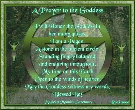 Prayer To The Goddess Wiccan Chants Prayers Spell Book