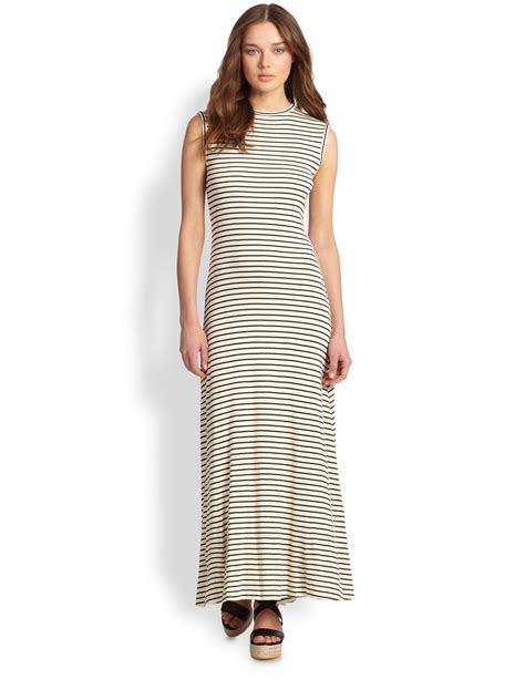 Lyst Polo Ralph Lauren Striped Maxi Dress In Natural