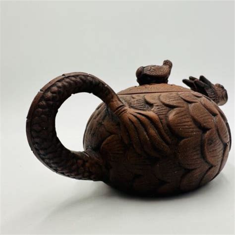 Chinese Yixing Terracota Teapot Zisha Dragon Turtle Lid Small