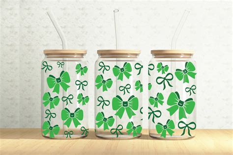 Green Ribbon 16oz Glass Can Tumbler Wrap Afbeelding Door Creationx